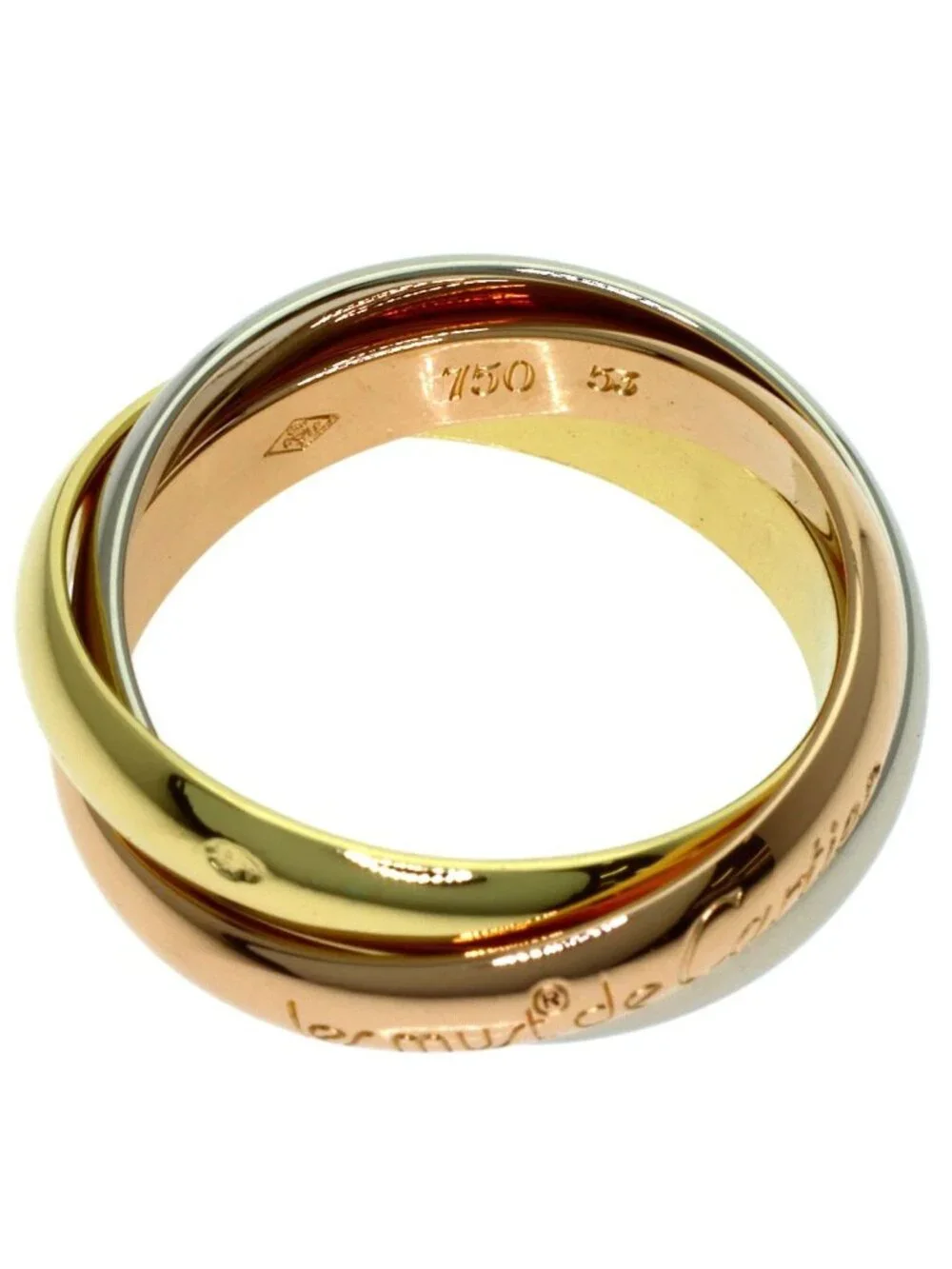 Cartier Trinity 53 Ring 18k Yellow Gold 18k White Pink